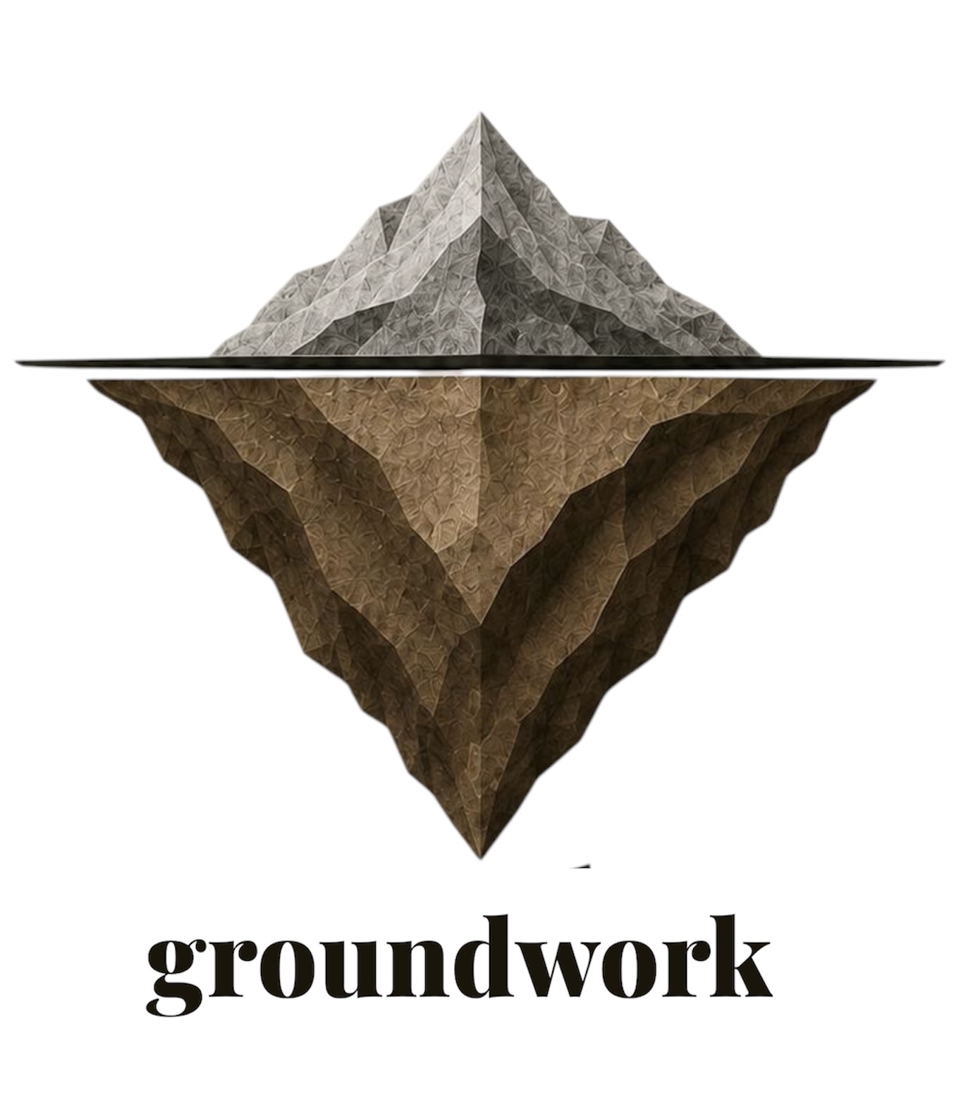 groundwork — a mountain above a horizon line, its inverted mass below